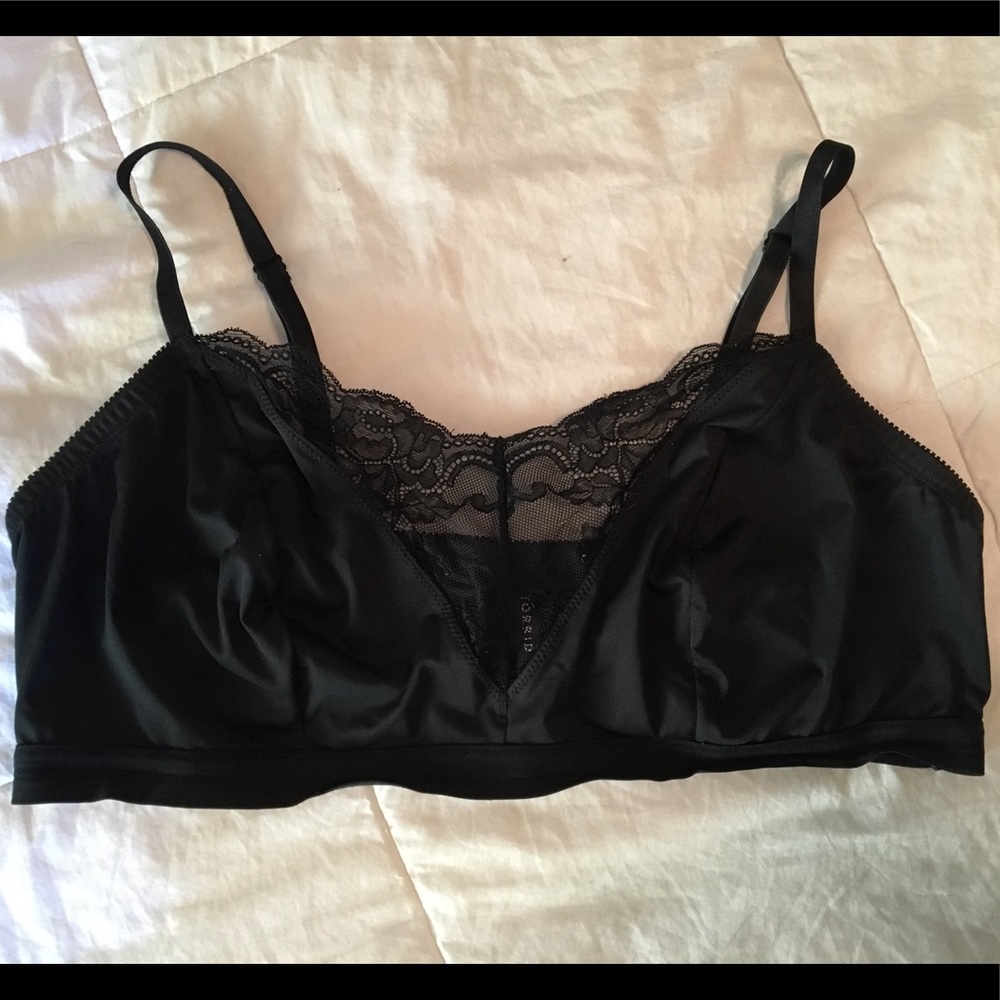 Black soft cup bralette with lace detail